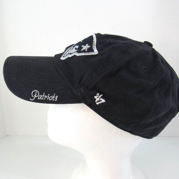 New England Patriots Forty Seven Brand Women Patch Logo Black Adjustable Cap Hat - Picture 3 of 8
